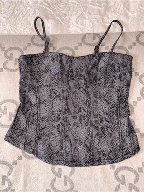 NWT Bershka Denim Snakeskin Denim Top